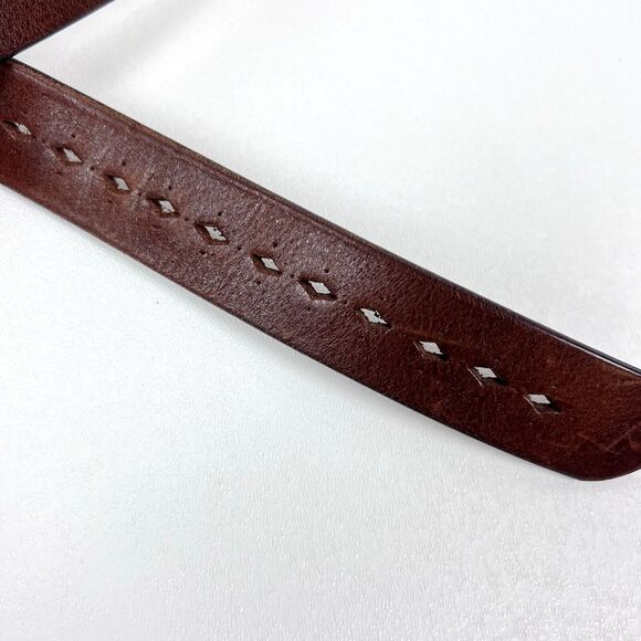 Fabio Corti Brown Leather Belt Diamond Cut-Outs Made in Italy Size Medium 38" - Picture 8 of 10